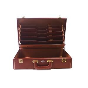 Towne, Suitcase, Brown, Leather, File Briefcase, Hard Shell, ~ 260112-WH 891